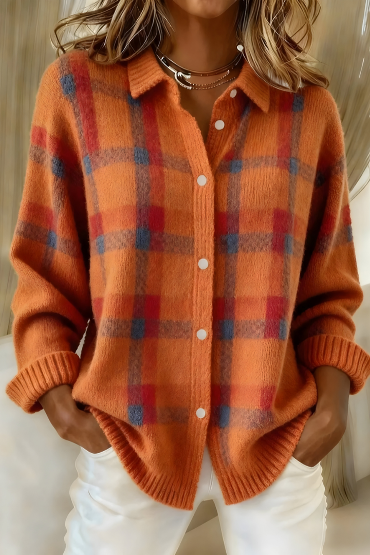 Indra | Checked Knit Cardigan