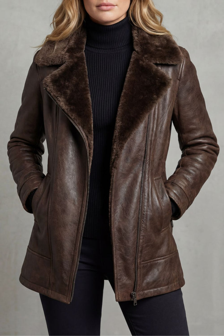 RAVEN | Shearling-lined elegance – Leather jacket