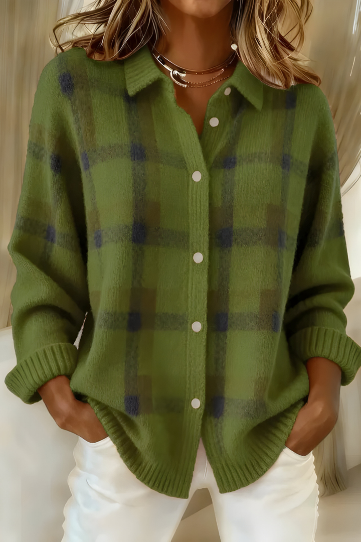 Indra | Checked Knit Cardigan