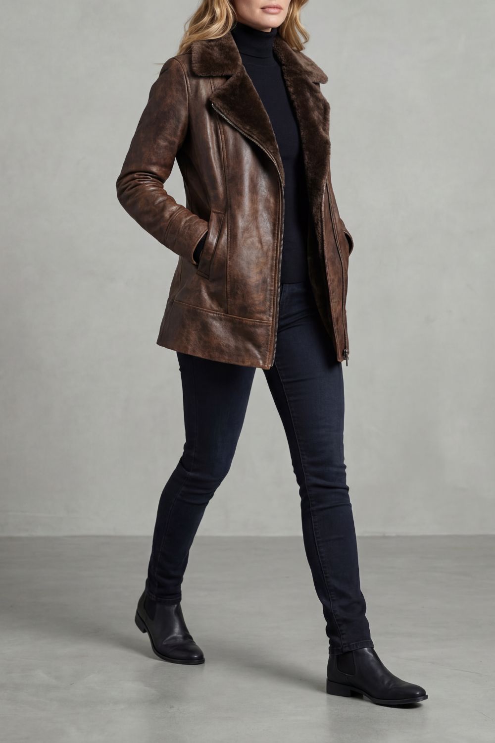 RAVEN | Shearling-lined elegance – Leather jacket