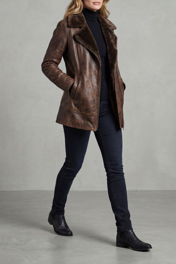 RAVEN | Shearling-lined elegance – Leather jacket