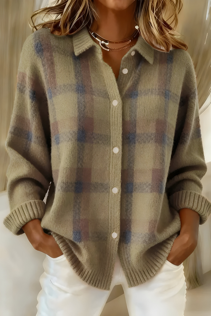 Indra | Checked Knit Cardigan